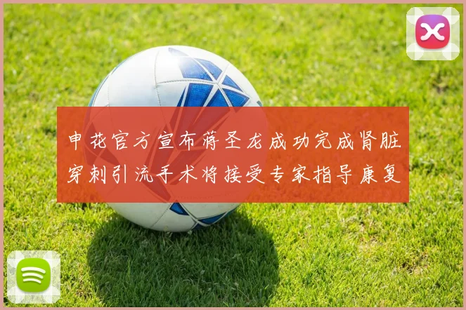申花官方宣布蒋圣龙成功完成肾脏穿刺引流手术将接受专家指导康复治疗
